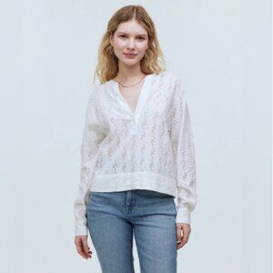 Madewell Eyelet Pattern White Dress Shirt NWT